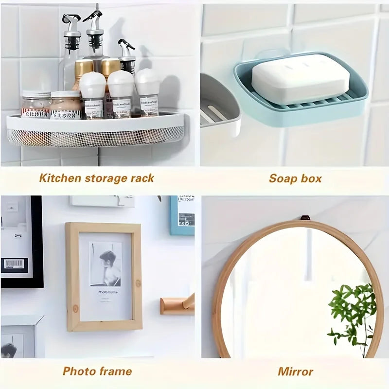 10 PCS Set Transparent Clear Acrylic Heavy-Duty Punch Free Wall Picture Frame Hanger HOOKS