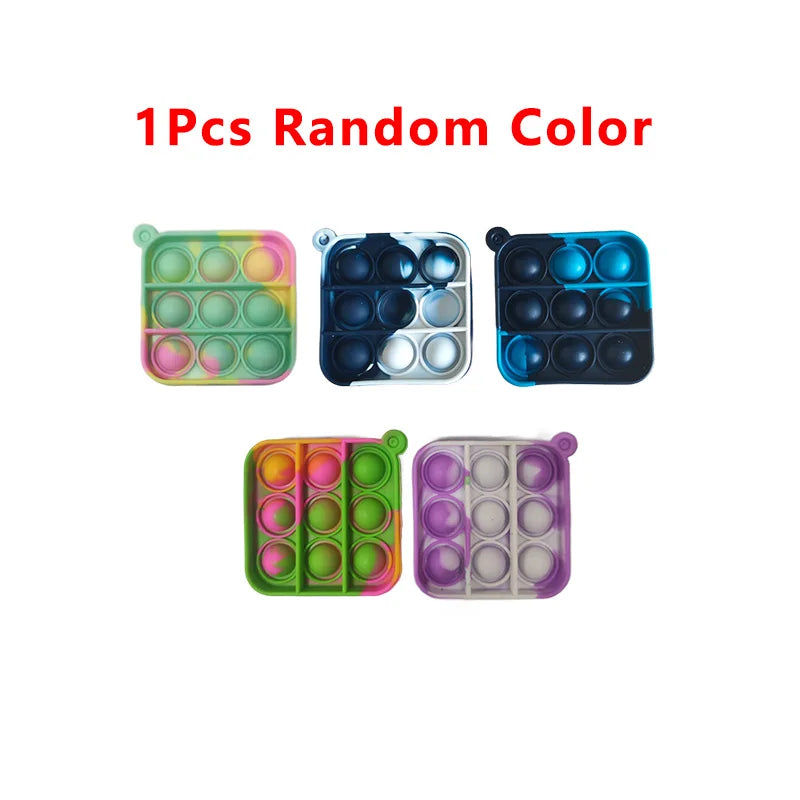 Multiple Shapes Mini Keychain Pinch Music Silicone Push Pops Rainbow Sherbet Ice Cream Colors Fidget Toys/Colors-Pink/Multicolor/Ages: 18 + Years Older