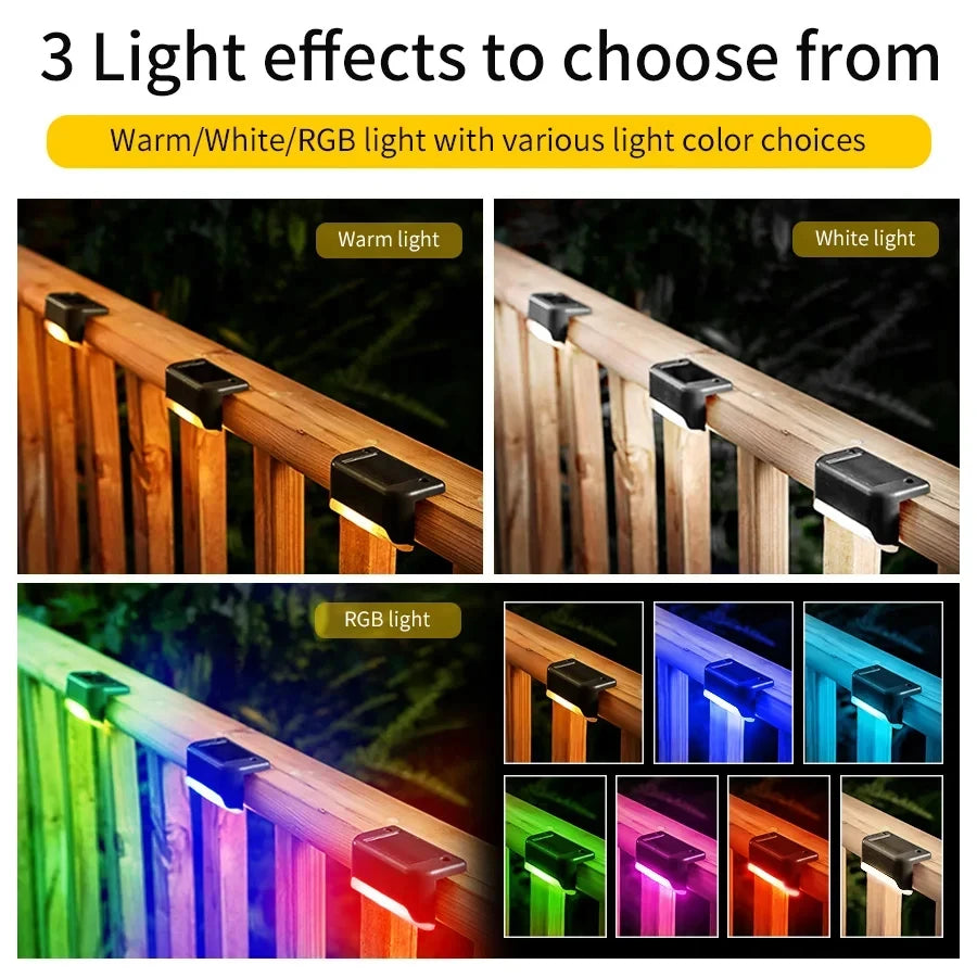 Modern intelligent Cool Light Control 1-2-4 PCS Waterproof IP44 Protection LED Solar Powered Deck Stairs Lights/ Colors-Black/Brown/Multicolor