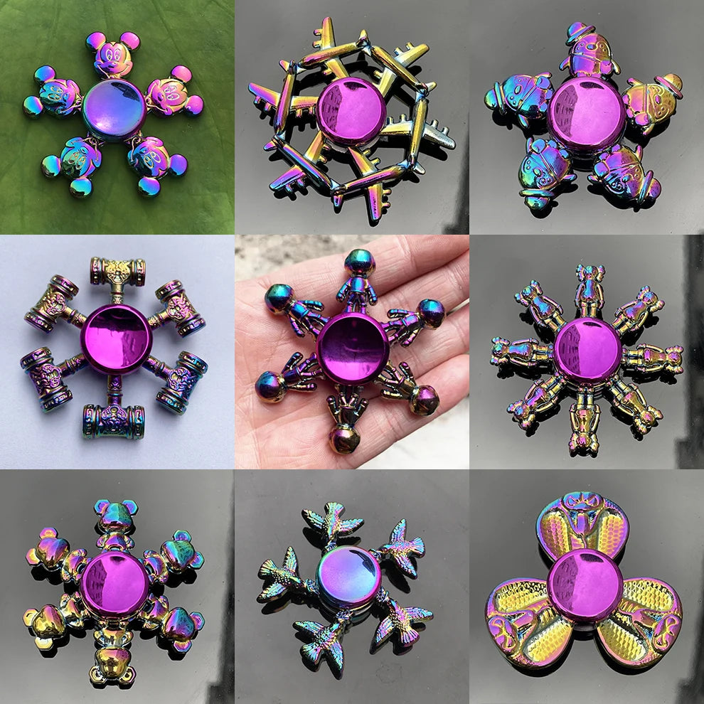Rainbow High Speed Stainless Steel Bearings Spinning Fidget Toys For Adult Teens/ Ages 13-18 Years Old or Older/Colors-Multicolor/Rainbow/Purple