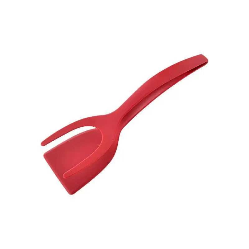 Kitchen Silicone Nylon Handle Non-Slip Two-In-One Frying Spatula Shovel-Clip Holder/Colors-Red/Gray/Black/Multicolor