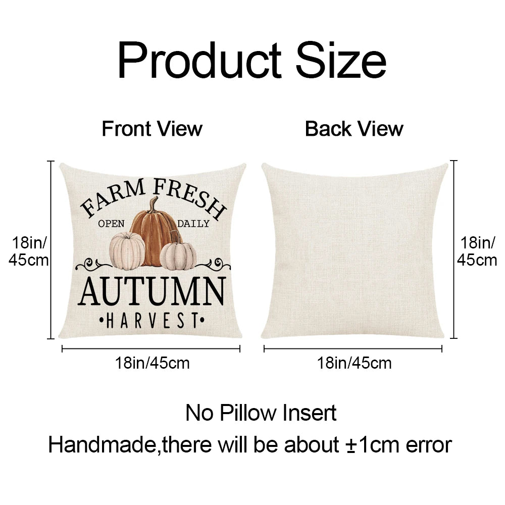 1pc-4pcs Brown Polyester Fall Square Handed-Printed Pumpkin/ Pickup/ Throw Pillows COVERS Set/Without Pillow Core/Sizes : 45cmX45cm 18inchX18inch
