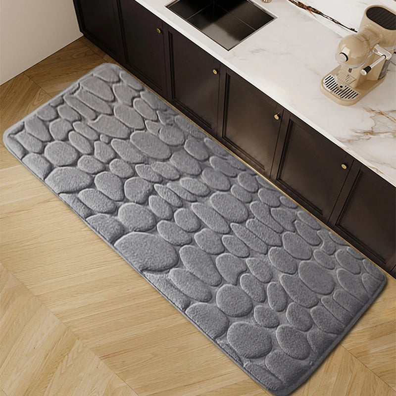 Kitchen Soft Pebble Cobblestone Design Polyester Kitchen Rugs/Colors/White/Gray/ Black/Blue/Multicolor/ Beige/ Brown/Hand Wash