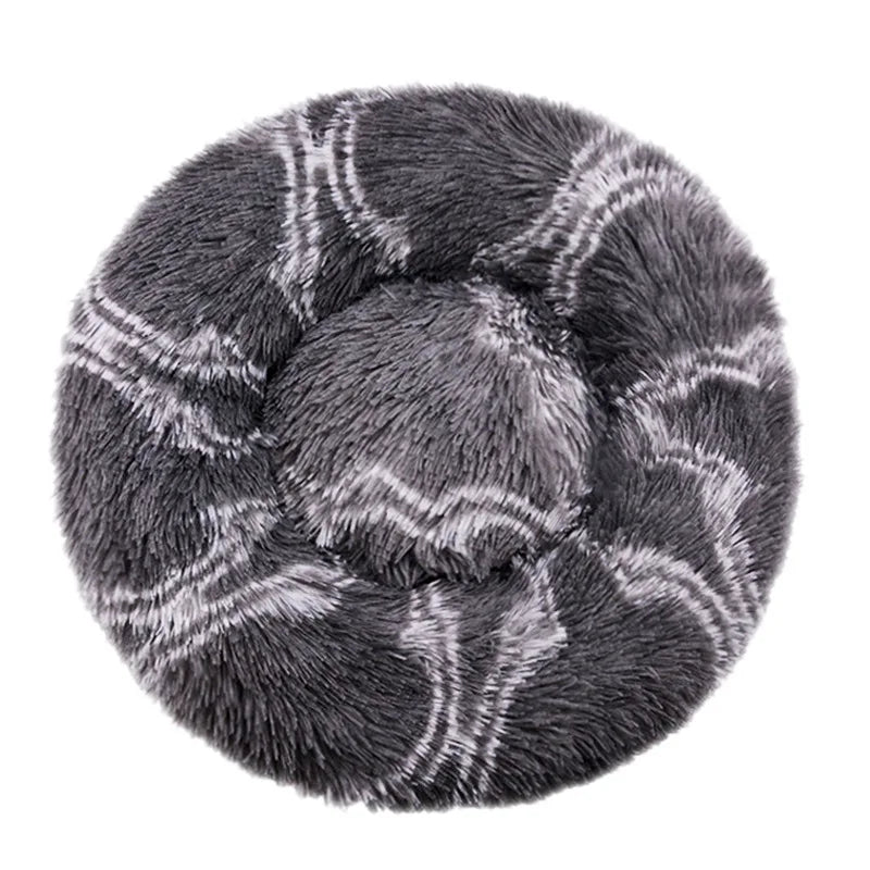 Cats-Dogs Round Washable Soft Cotton Lining Warm Plush Anti-Slip-Waterproof Bottom Beds /Colors-Gray/Dark Gray/Brown/White/ Pink/Tie Dyed/Light Apricot/Coffee/6 Sizes To Choose