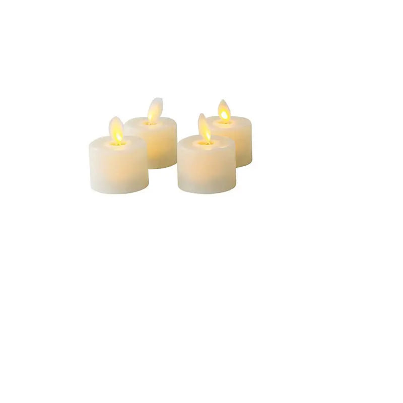 4-12 PCS Set Beige LED Realistic Plastic Flameless Electronic Moving Wick Round Pillar Candles/Including CR2032 Button Battery Each Candle /Battery Life: About 24-48 hours