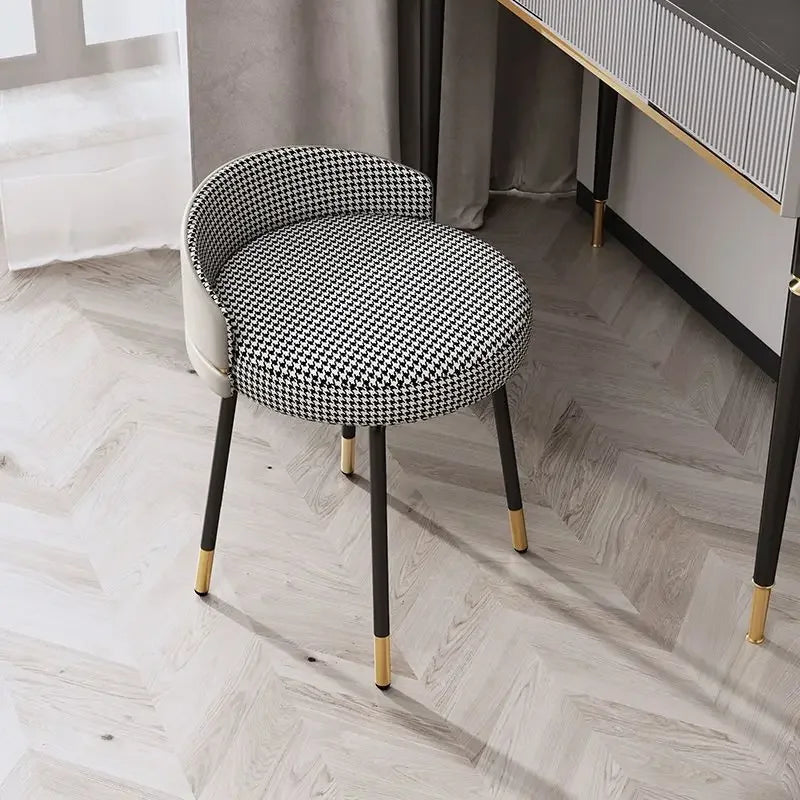 Small Faux Leather Cushion Makeup Chairs w /Iron Legs/Colors-Orange/Beige/Black/Gray