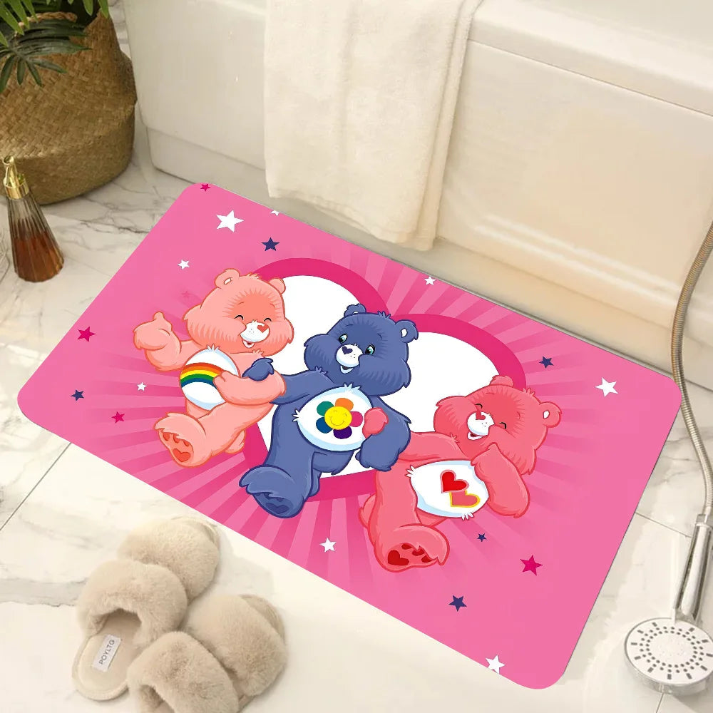 Non-Slip Fade Resistant Care Bears Theme Nylon Rectangle Floor Mats/Colors-Pink/Blue/Multicolor