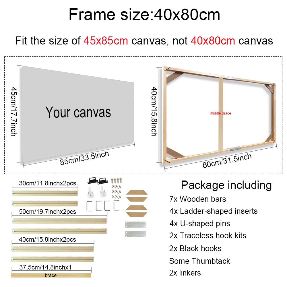 Unisex DIY Craft Single Rectangle Nature Wood Frames For Canvas Oil-Water Painting Kits /Colors-Brown/Beige