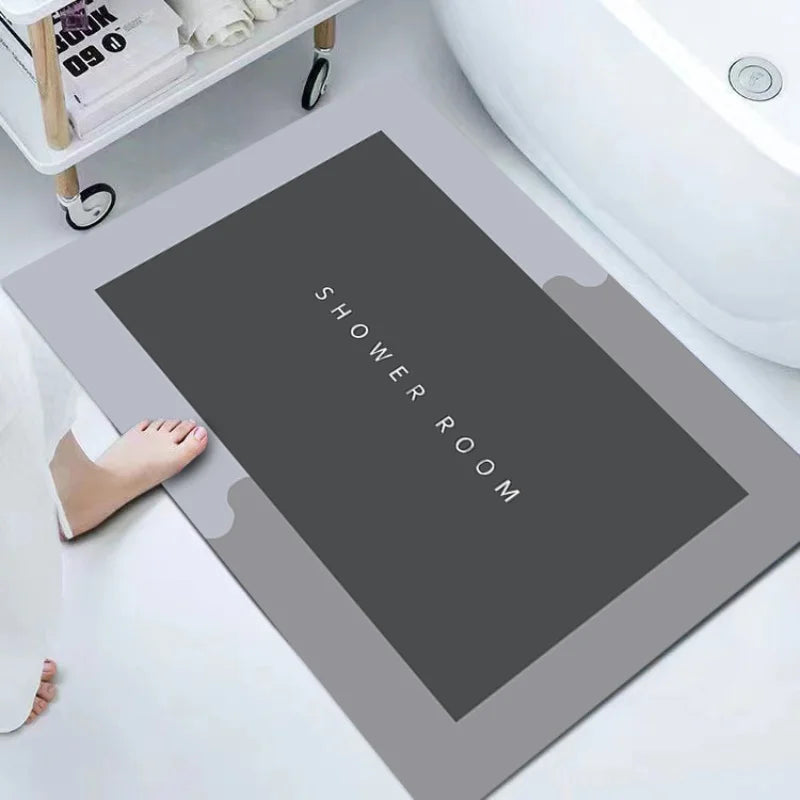 Rectangle Faux Leather Super Absorbent Non-Slip Rubber Bottom Bathroom Mats/Colors-Floral/Gray/ Black/ Blue