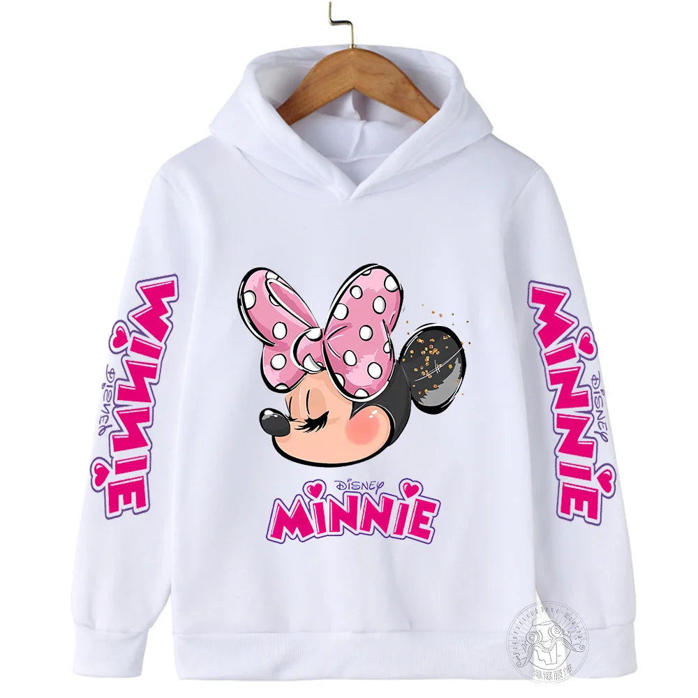 Child's Unisex Long-Sleeved Pullover Disney Minnie Polyester Winter Hoodies/No Head Pullcord/Colors-Pink/Red/Blue/Black/Gray/Yellow/White/Multicolor/Ages: 3-14 Years Old/Kids Sizes: 100/110/120/130/140/150/160