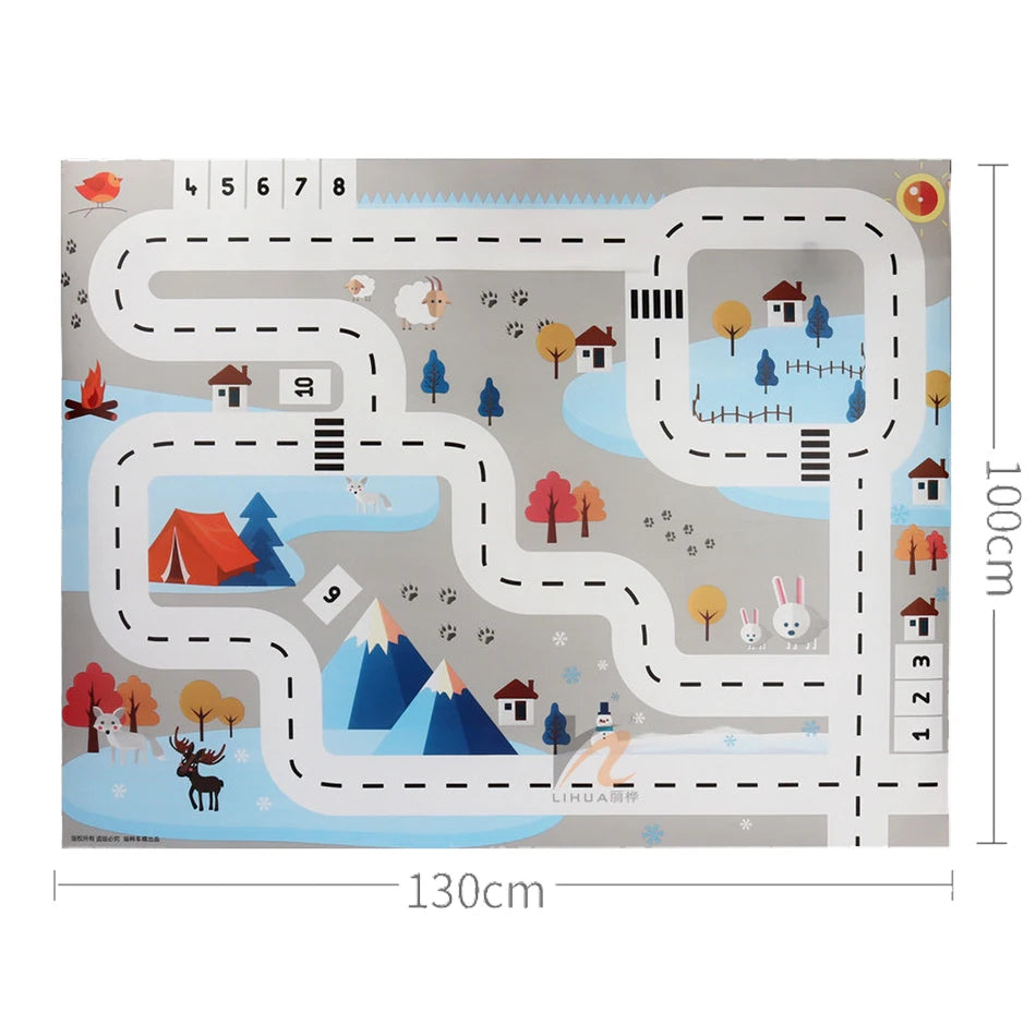 Babies Plastic Waterproof Non-Woven Cartoon Traffic Road Maps Crawling Educational Play Mats/Colors-Multicolor/Gray/Black/Blue/Babies Ages: 6 Months + Older