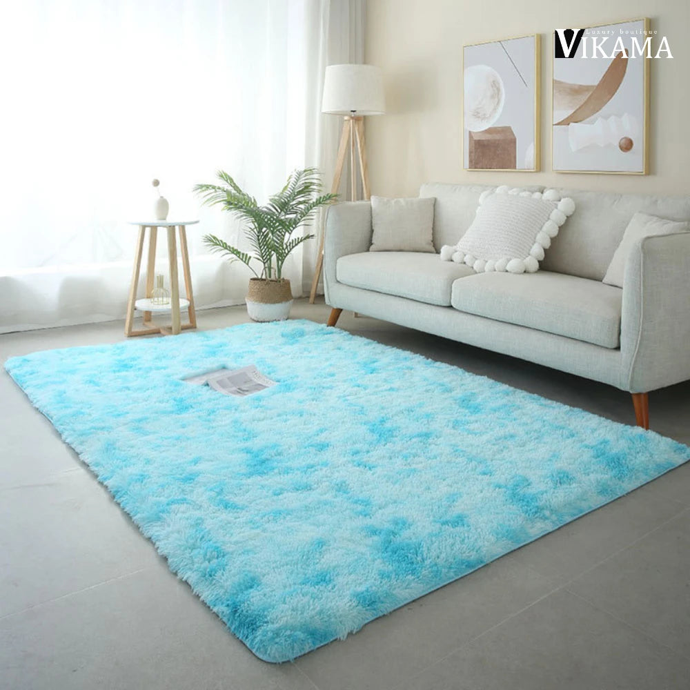 Modern Soft Plush Hand-Machine Washable Indoor Non-Slip Fade Resistant Polyester Rainbow Solid Color Rugs/Colors-Pink/ Gray/ Beige,/Multicolor/Blue/10 Sizes To Choose