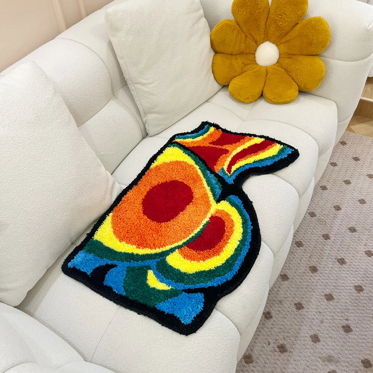 100% Acrylic Anti-Slip Colorful Butt Shape Rugs /Sizes: 80x47 CM / 31.5x18.5 inches/Colors-Multicolor/Red
