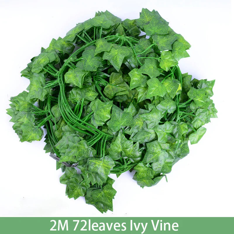 Outdoor Green 12 PCS Set Artificial Rattan Garland Non-Flowering IVY Vine Plants