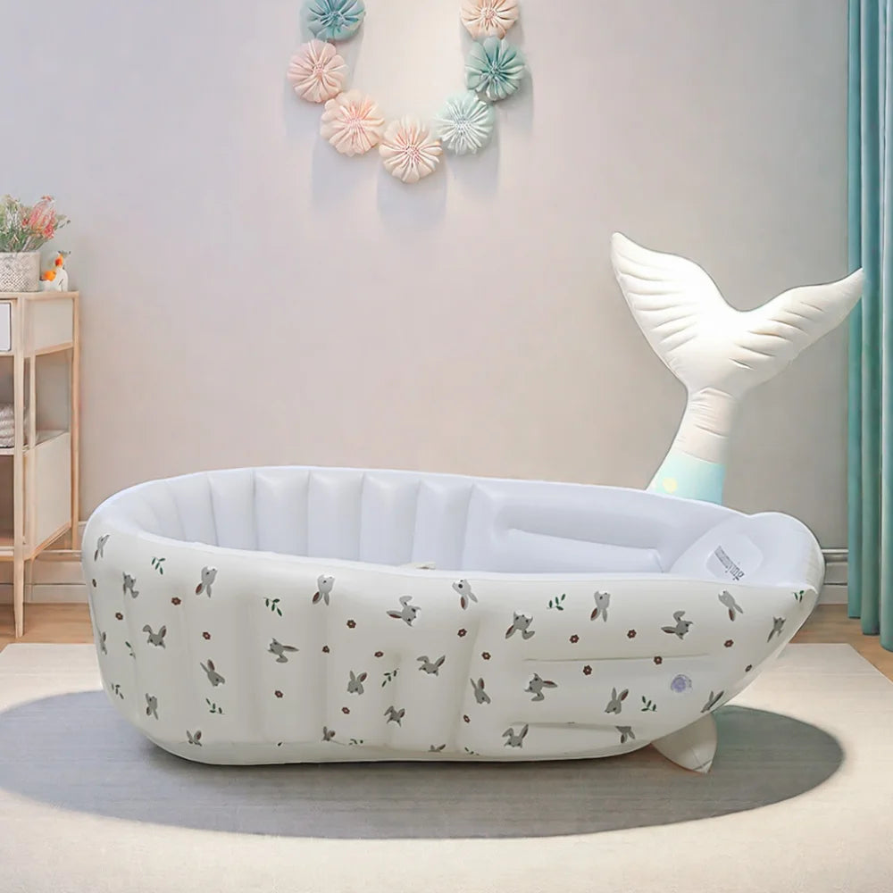 Newborn Babies-Preschooler PVC Plastic Anti-Fall Leakproof Sit-Lie Down Inflatable Bathtubs/Ages: Newborn 0-3 Years Old/Color-Beige/Yellow/Animals