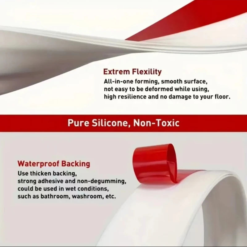 Pure Silicone Waterproof Backing Non-Toxic TPE Adjustable Self-Adhesive Wind-Sound-Proof Under Door Bottom Seal Strips/Colors-Black/Brown/Gray