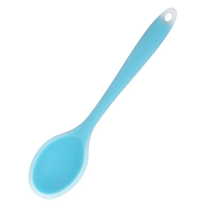 Kitchen Multicolored Thermostability Anti-Corrosion Soft Silicone Spoons/With Hook Hole /Colors-Multicolor/Blue/Green/Yellow