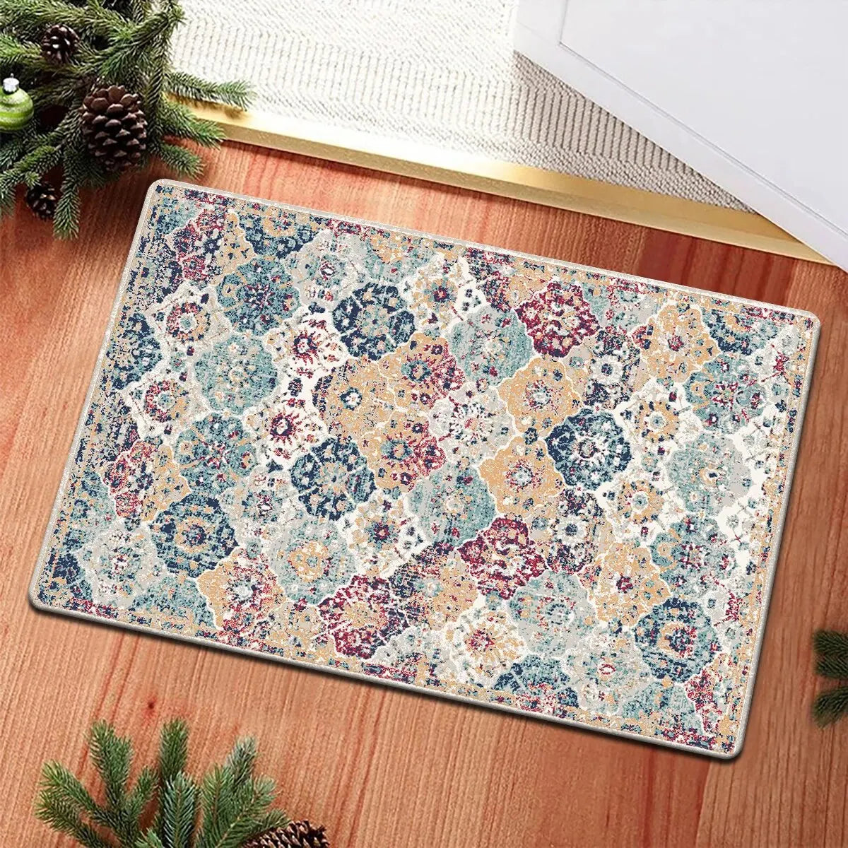 Indoor-Outdoor Rectangle Bohemia Persian Polyester Anti-fatigue Floor Mats/Colors-Geometric/ Multicolor/Red/Beige/Floral