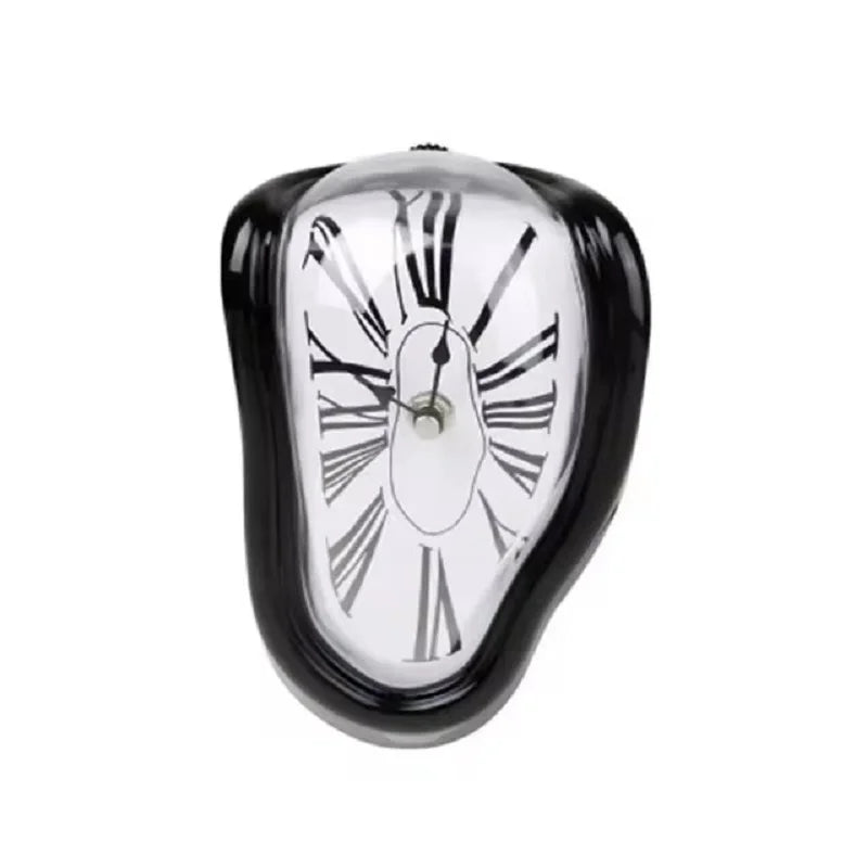 Salvadoran Dali Chrome Acrylic Roman Numeral Numbers Cartoon Distorted Plastic Silent Melting Wall Clocks/Colors-Gold/Black/Silver/White