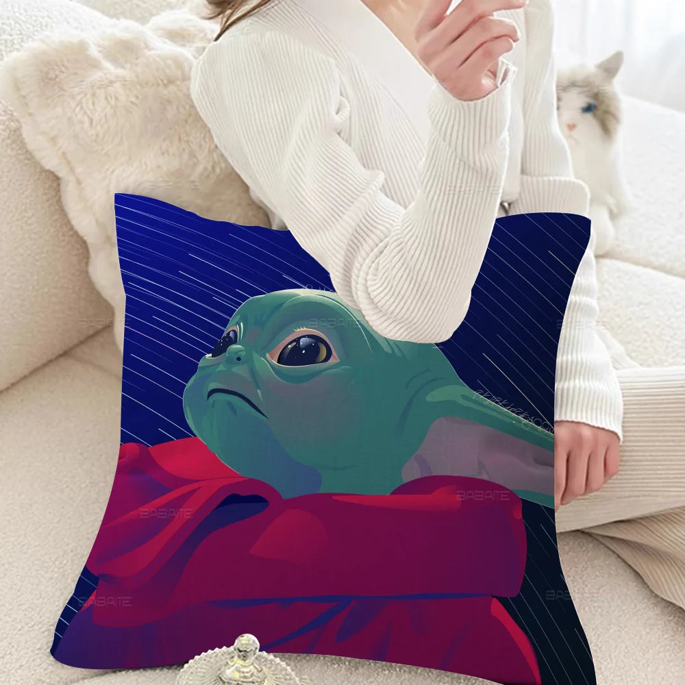 Printed B-Baby-Yoda S Throw Pillowcase Covers/Colors-Multicolor/Blue/Brown/Green