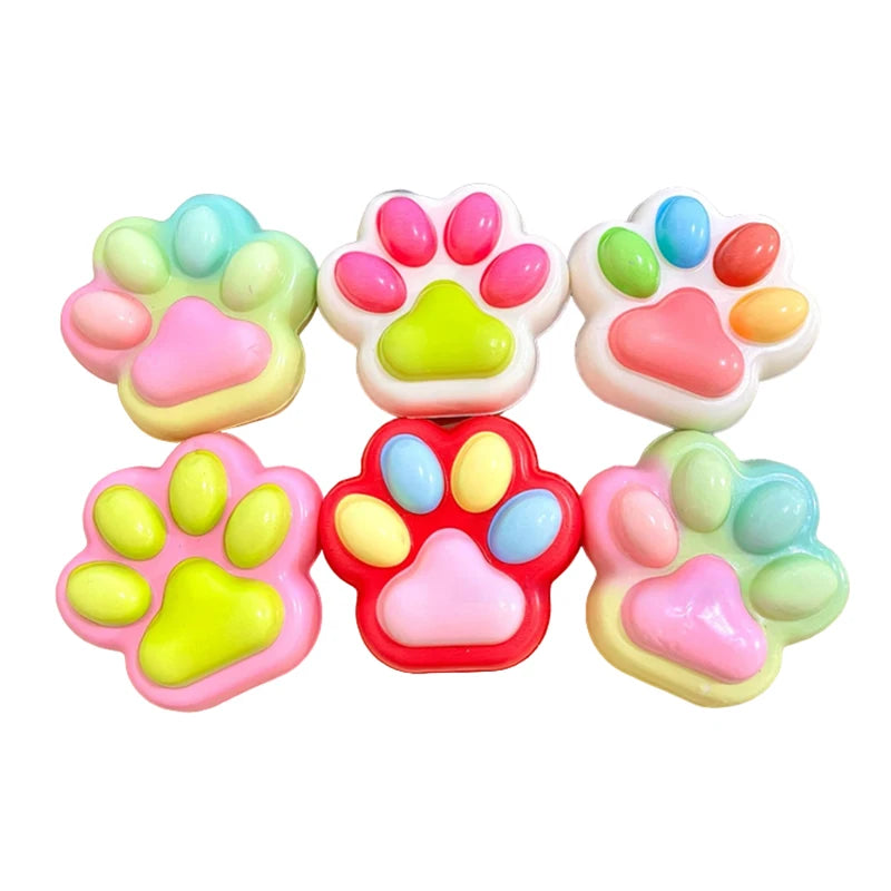 KITTYBABY Kids Plastic-Silicone Rubber Multicolor Soft Sticky Cute Cartoon Animal Cat Paws Anxiety-Stress Relief Squeeze Slow Rebound Activity Toys/Ages: 6-12 Years Old