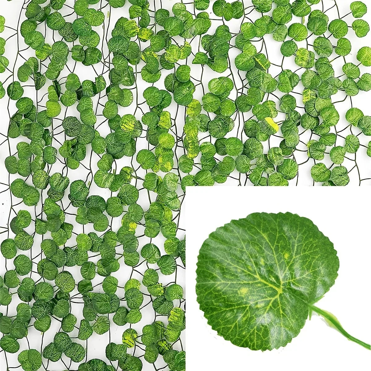 30PCS Plastic-Silk Artificial Non-Flowering Green Rattan Hanging IVY Leaf Vines