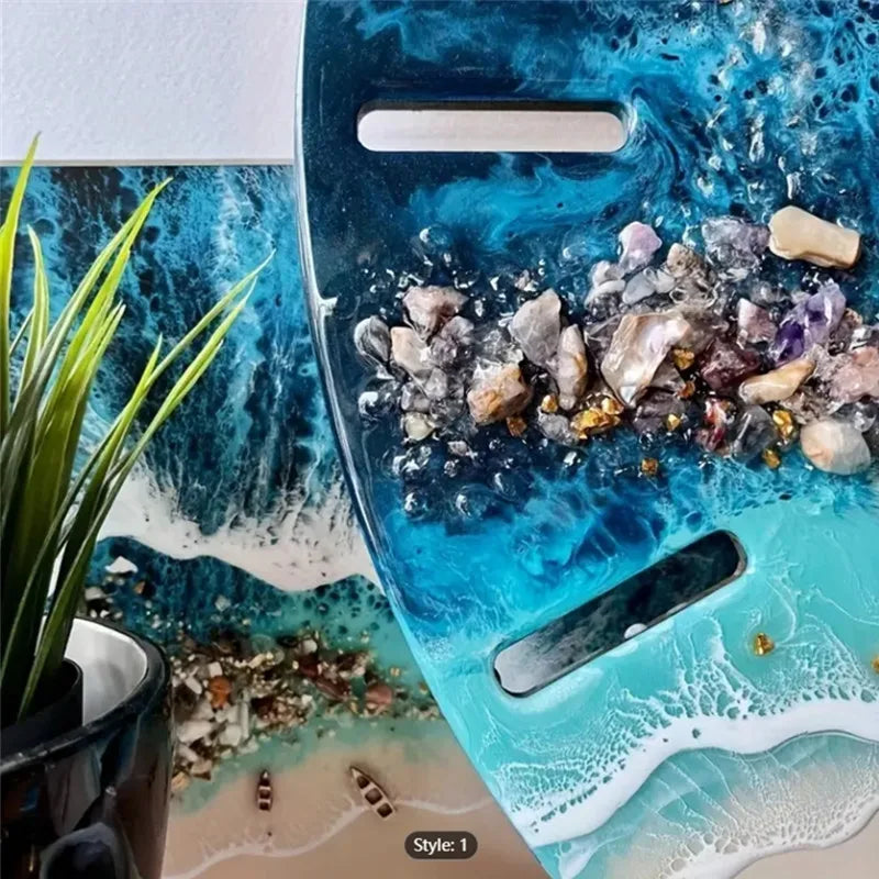 DIY Big Size Round Glitter Mirror Silicone Wall Clock Resin Gray Molds