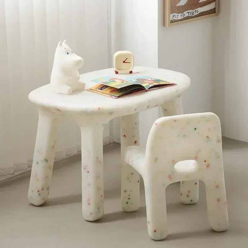 Toddlers Size Oval Shape Plastic White Table Colorful Chairs Set/Colors-White/Blue/Orange/Green/Assembly Required