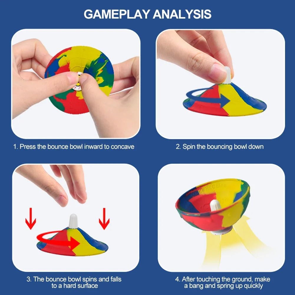 Camouflage Color Finger Play-Press POPS Inward Spin Down Rubber Bouncing Bowl Shape Novel Fidget Toys/Colors-Red/Camouflage/Multicolor/Ages: 13-18 + Years Older