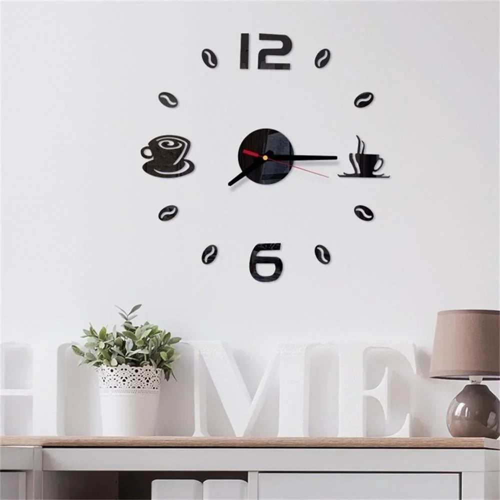 Digital Circular Acrylic PS Glass Wall Clock Stickers/Colors-Red/ Black/Silver/Yellow