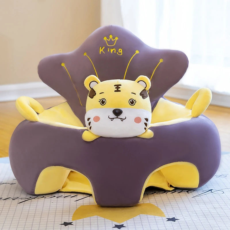 Babies Upholstered Super Soft Velvet Cartoon Animals Faces Learning To Sit Comfortable Plush Chairs/Ages: Fits 3 Months-2 Years Old/No Filling/Colors-Animals Multicolor