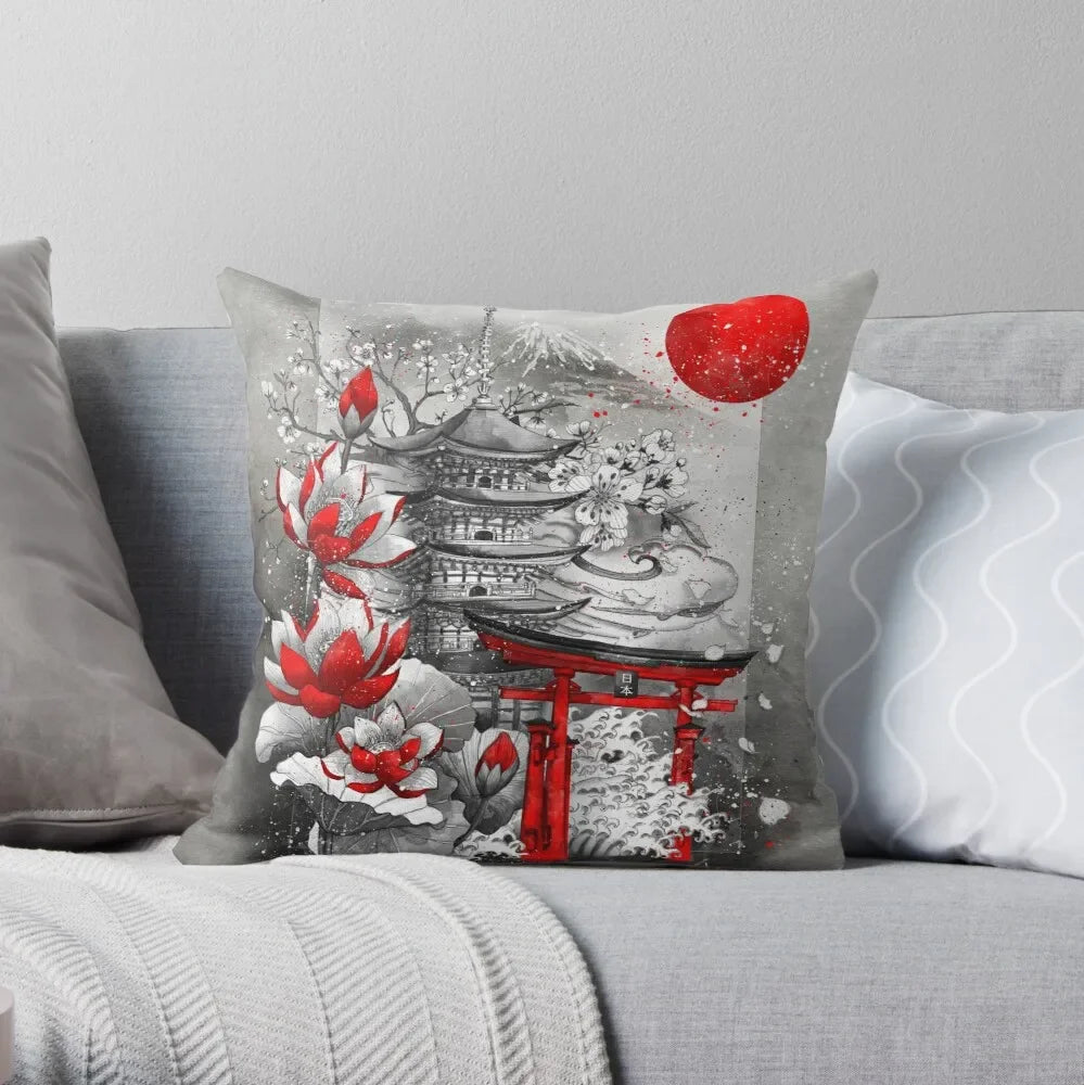 100% Polyester Square Chinese Style Pillowcases/Colors-Animal/Red/Multicolor/Yellow/White/Navy/Gray