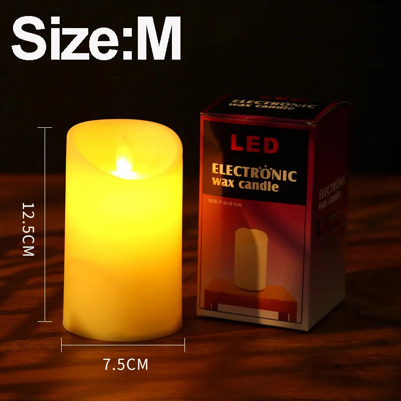 2 PCS Set Plastic Large Ivory Round LED Electronic Wax Warm Glowing Flameless Candles/3-AAA Batteries Not Included/ /Bulbs Not Included