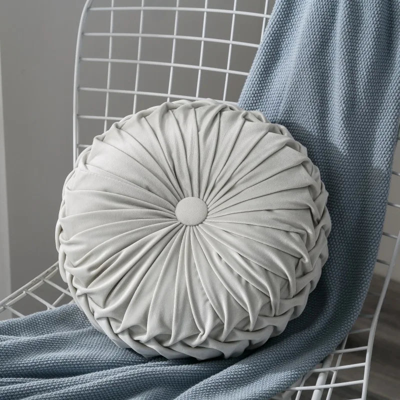 Velvet Round Pumpkin Shape Solid Throw Pillows/Colors-Beige/ Red/ Coffee/ Lake Blue/Navy Blue