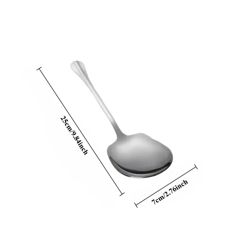 Kitchen Streamlined Design Silver Stainless Steel Serving Large Wide Flat Head Spoons