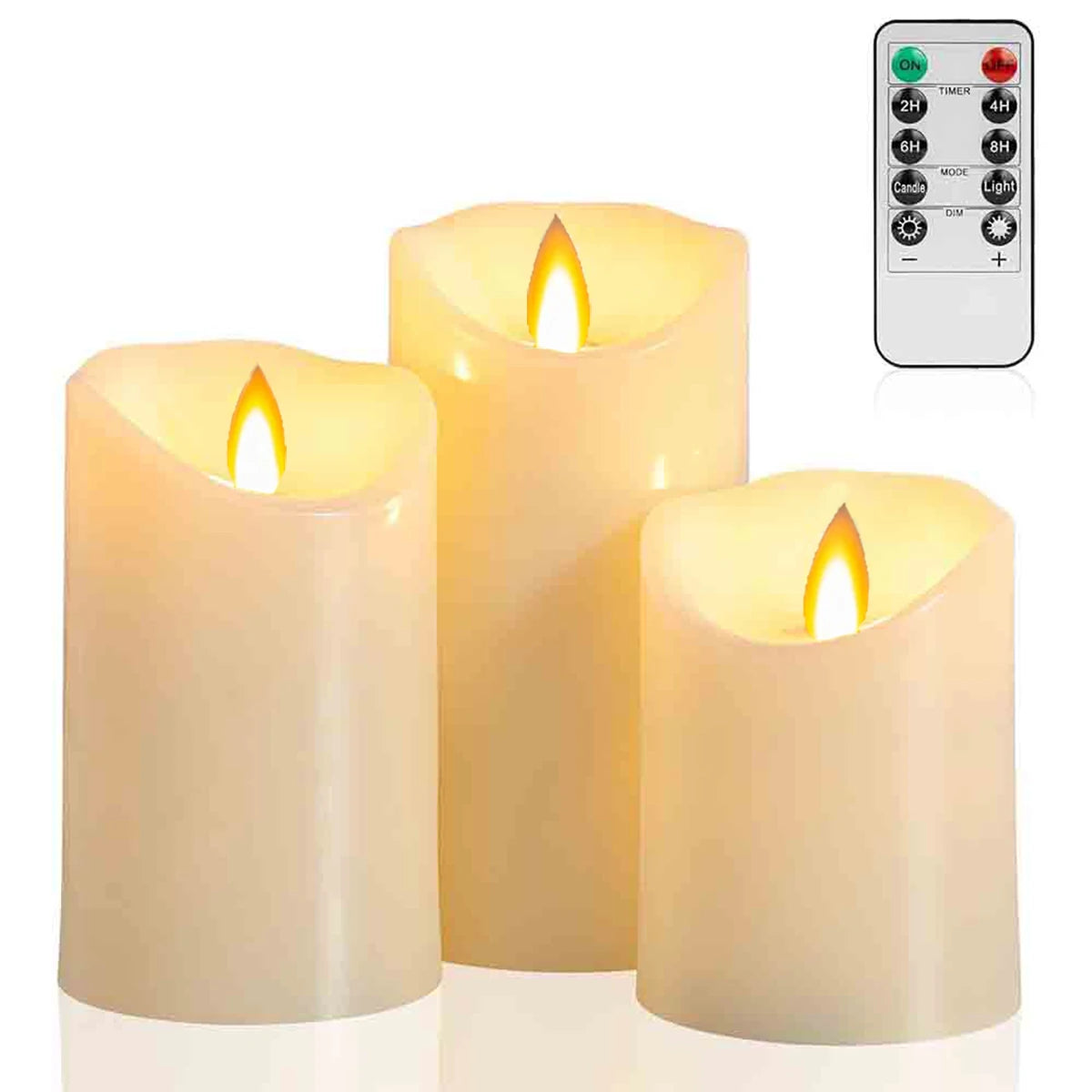 3-12 PCS SET LED Round Plastic Remote Control Water-Resistant Flickering Flameless Electronic Candles/5 DRY BATTERY Not Included /Bulbs Not Included/Colors-Yellow/Beige/White
