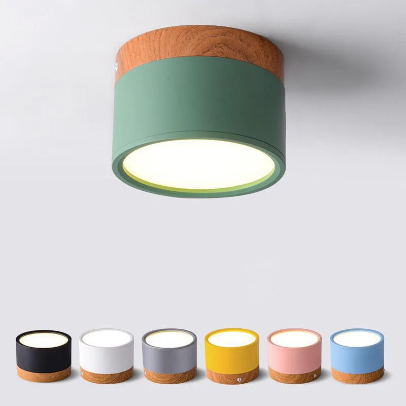 Modern Aluminum LED Warm-Cool White Downlight Dimmable Round Mounted Ceiling Spotlights/Colors-Green/White/Black/Blue/Yellow/Gray