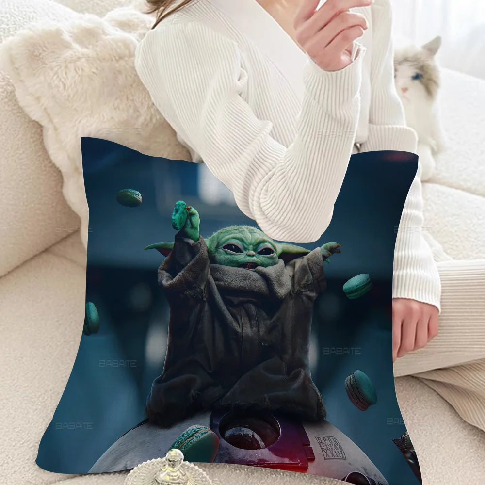 Printed B-Baby-Yoda S Throw Pillowcase Covers/Colors-Multicolor/Blue/Brown/Green