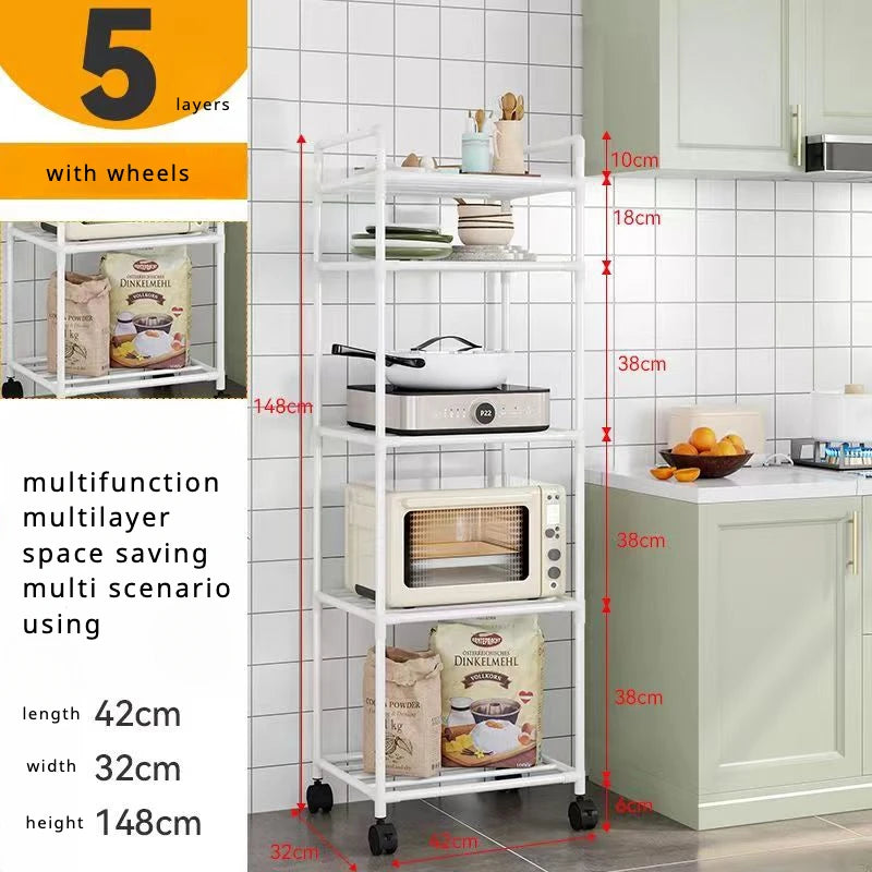 Small Kitchen Storage Cart w/ Wheels/Colors-White/Black