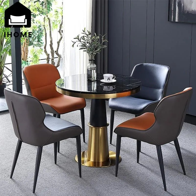 IHOME Embracing Backrest/ Foam Padding Nordic Faux Leather Cover Doll Dining Chairs/Colors-Orange/Black/Gray/Blue/Beige/Size: 80x50x45