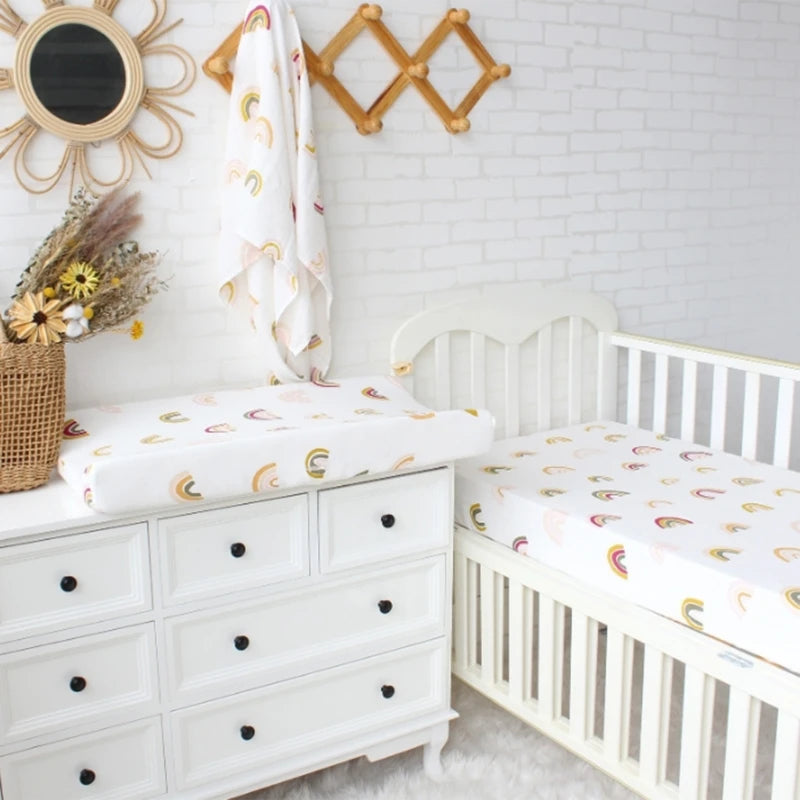 Newborn Babies Soft Polyester Fabric Cute Cartoon Design Removable Washable Diaper Changing Pad Printed COVERS/Colors-Multicolor/Floral/Animal/Rainbow
