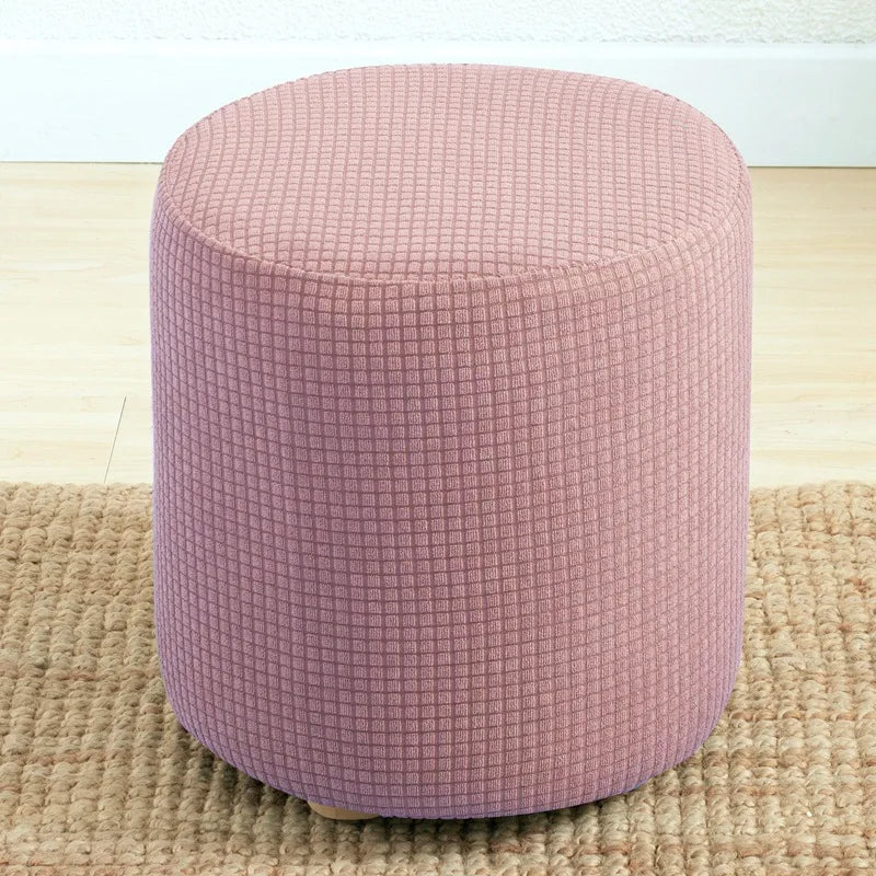 Round Polyester-Cotton Ottoman Stretch Elastic Slipcovers/Colors-Wine Red/Purple