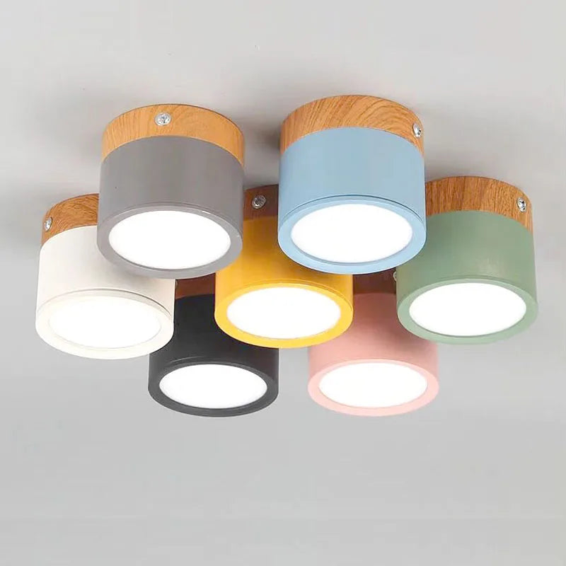 Modern Aluminum LED Warm-Cool White Downlight Dimmable Round Mounted Ceiling Spotlights/Colors-Green/White/Black/Blue/Yellow/Gray