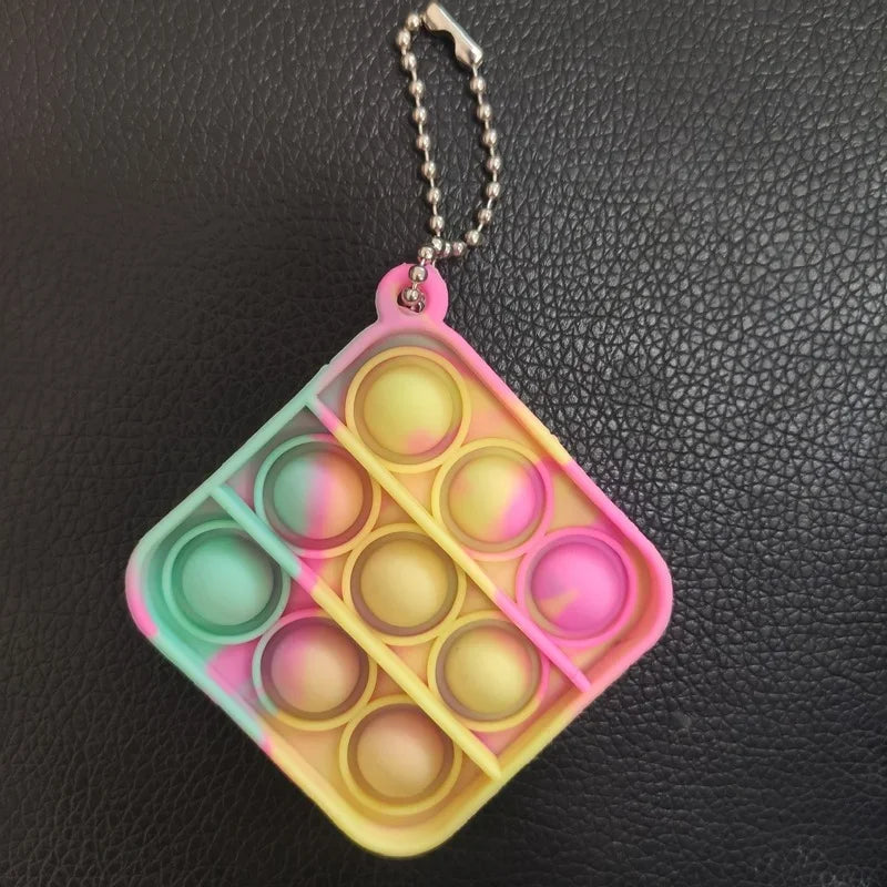Multiple Shapes Mini Keychain Pinch Music Silicone Push Pops Rainbow Sherbet Ice Cream Colors Fidget Toys/Colors-Pink/Multicolor/Ages: 18 + Years Older