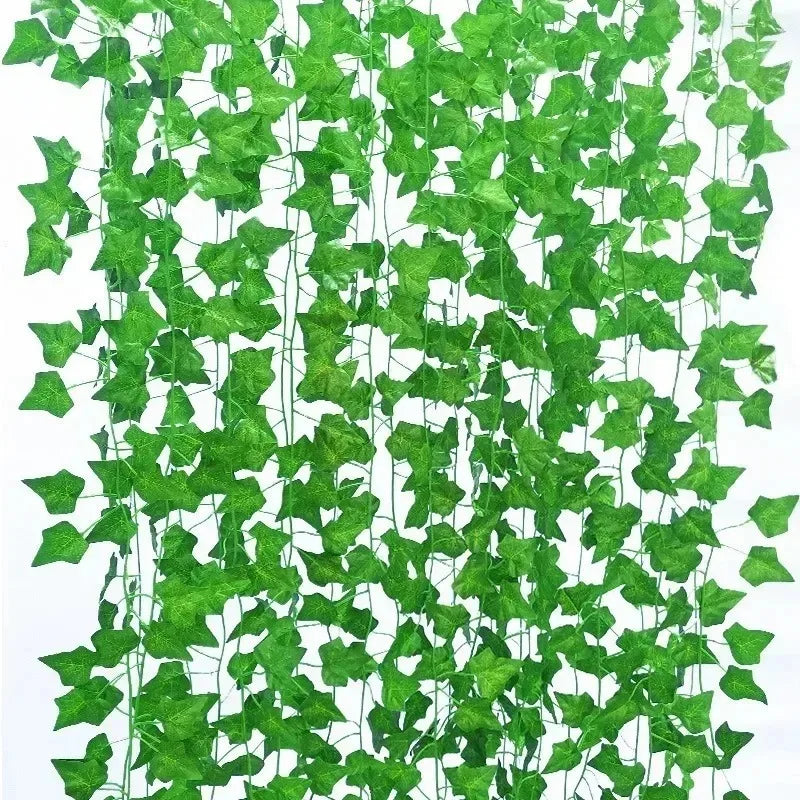 30PCS Plastic-Silk Artificial Non-Flowering Green Rattan Hanging IVY Leaf Vines