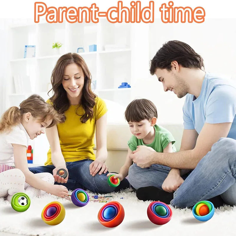 Non-Toxic/Anti-Allergic Plastic 3D Rotation Ball Fidget Gyro Sensory Toys/Ages: 3-18+ Years Old/Colors-Multicolor/Pink/Blue/Green