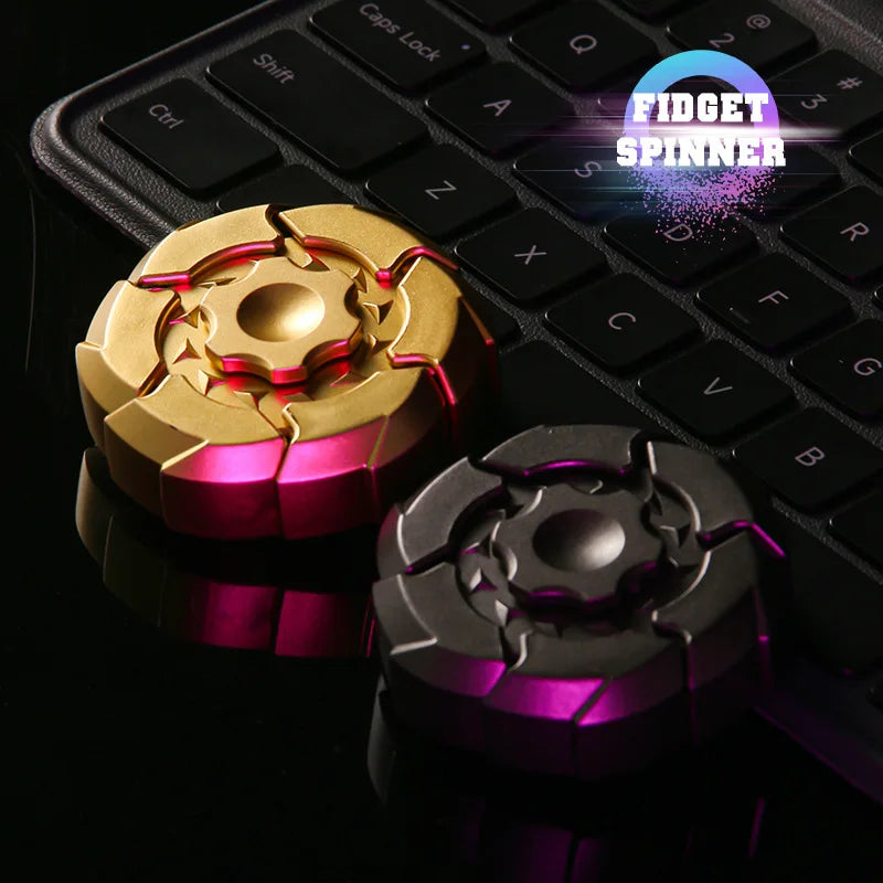 ABS Plastic Sci-Fi Tech Interface Hub Frame Fingertip Gyro Round Flat Rotating Spinning Glowing Light Effects Fidget Toys/Colors-Green/Gold/Red/Blue/Purple/Pink/Geometric/Multicolor/Ages: 13-18 + Years Older