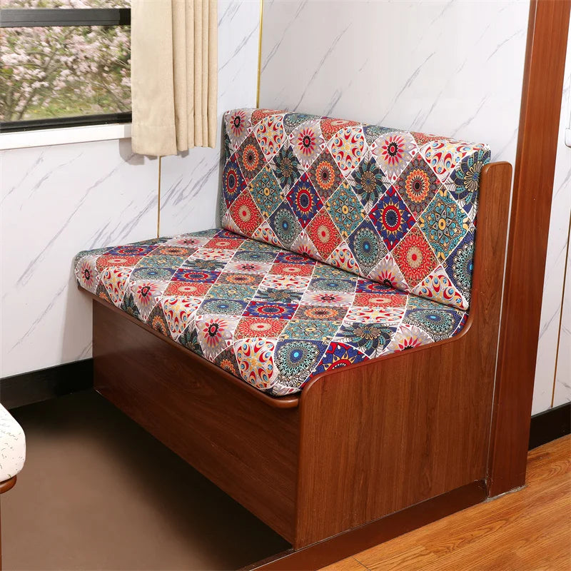 4 PCS Set Polyester Colorful Nordic Floral Flowers RV Camper Dinette Elastic Spandex Stretchy Armless Sofa Slipcovers