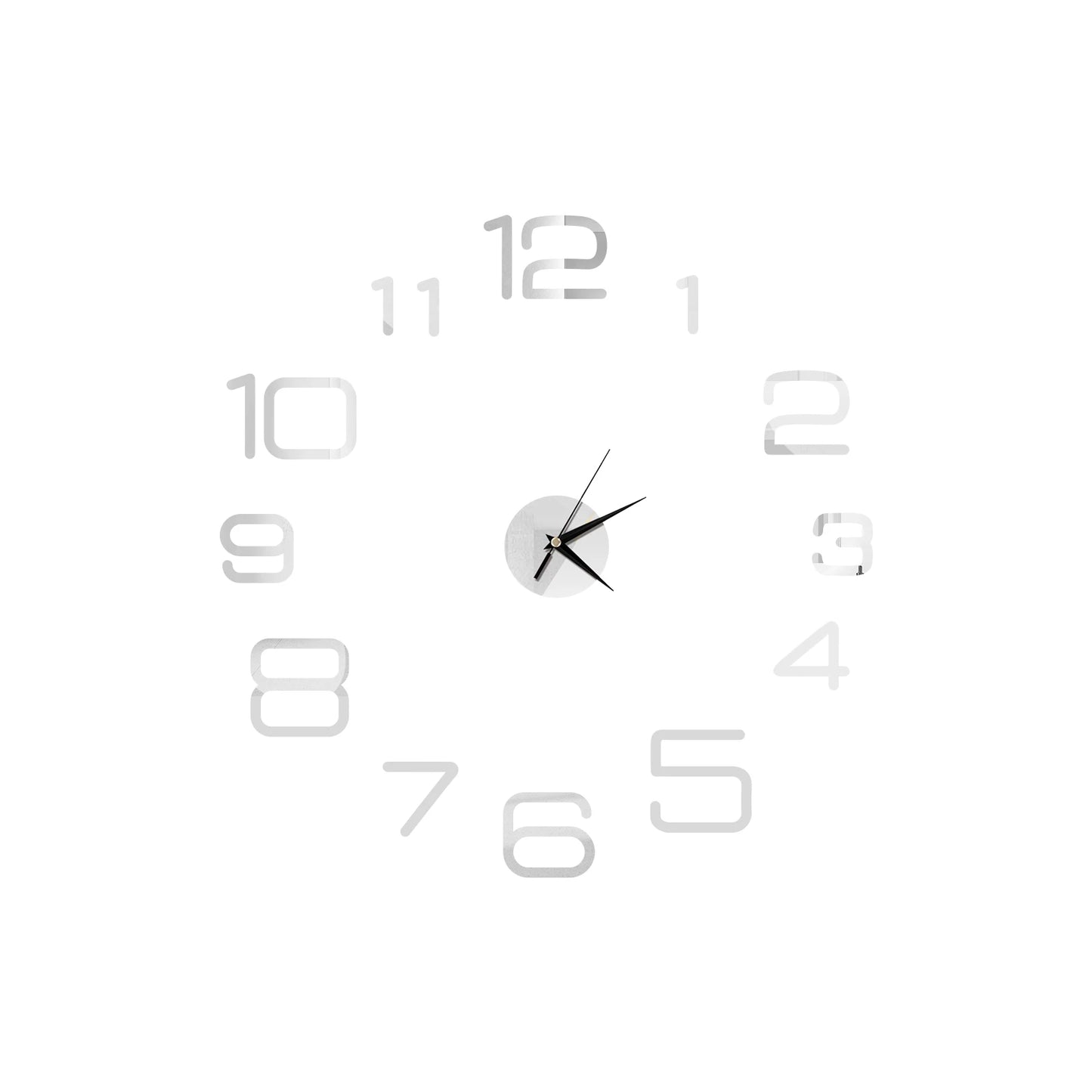 Self-Adhesive Waterproof Vapor-Proof Non-Toxic Safe Acrylic 3D Mirror Wall Clock Decals/Colors-Black/Silver/Gold