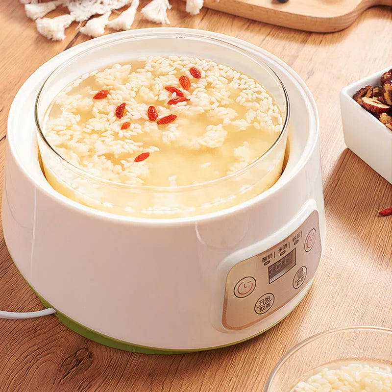 Borosilicate Glass Low-High Non-Adjustable Temperature PTC Heating Element Automatic Power-Off Yogurt Maker Machines/ 3-1 Functions: Yogurt-Natto-Rice Wine/Colors-Clear/White/Power: 20 Watts-220 Voltage